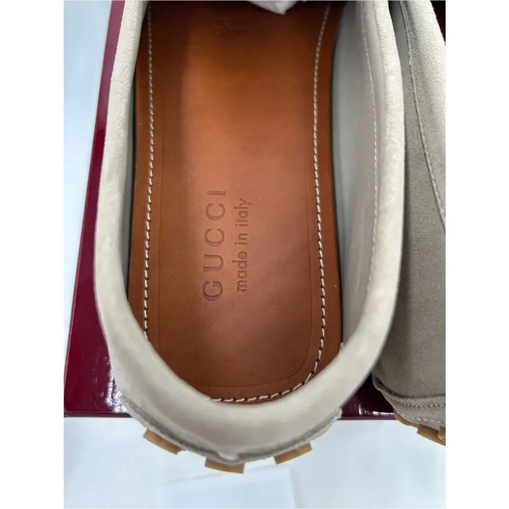 Men's Gucci GG embossed suede Driver loafers size 12 fits 12.5 US made in Italy